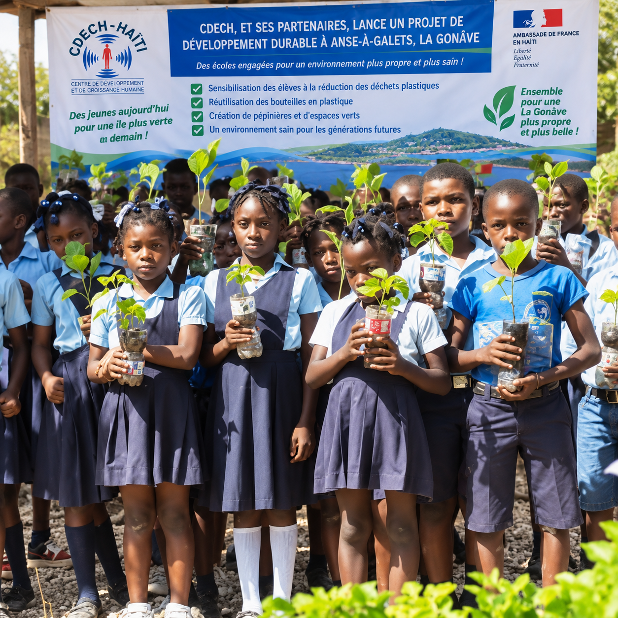 Élèves participant à une activité de pépinière scolaire du CDECH